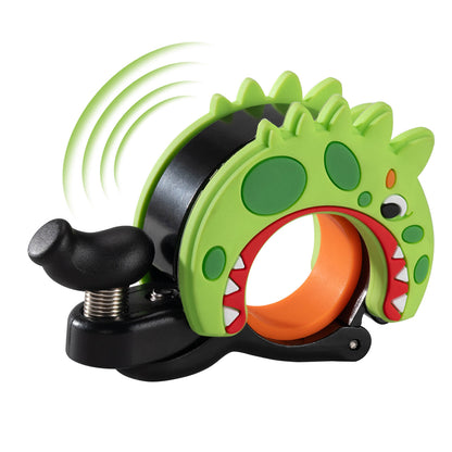 ROCKBROS cartoon-shaped bike bell for kids, featuring fun animal designs and a clear, crisp sound for safe and cheerful riding. #Style_Dinosaur