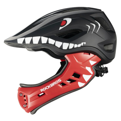 ROCKBROS fullface kinderhelm voor bmx step en fietsen #Rood