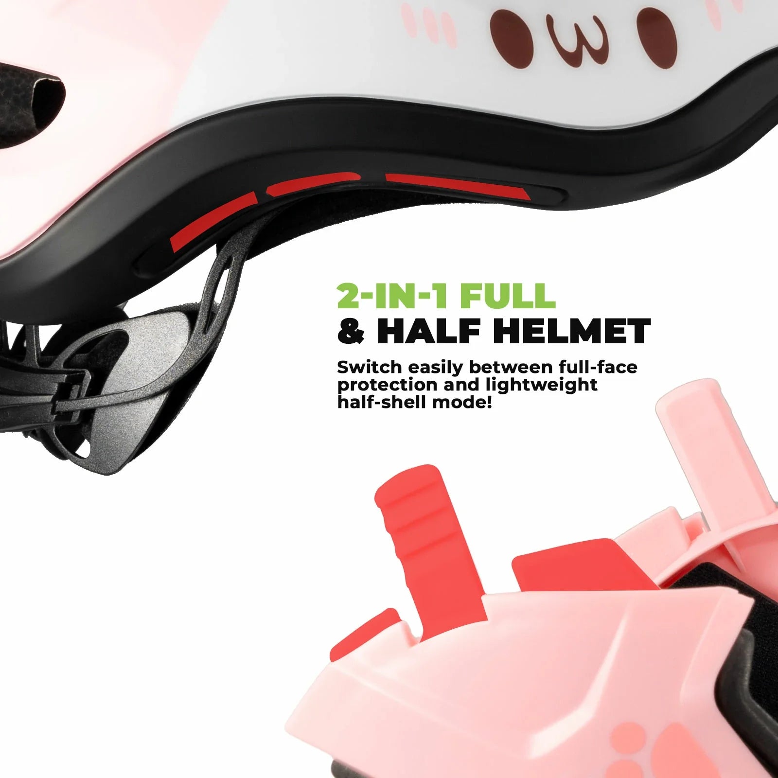 ROCKBROS fullface kinderhelm voor bmx step en fietsen #Rood