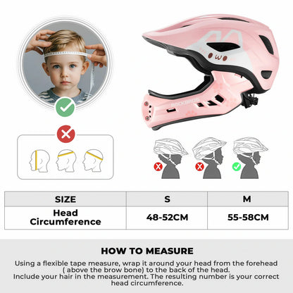 ROCKBROS fullface kinderhelm voor bmx step en fietsen #Rood