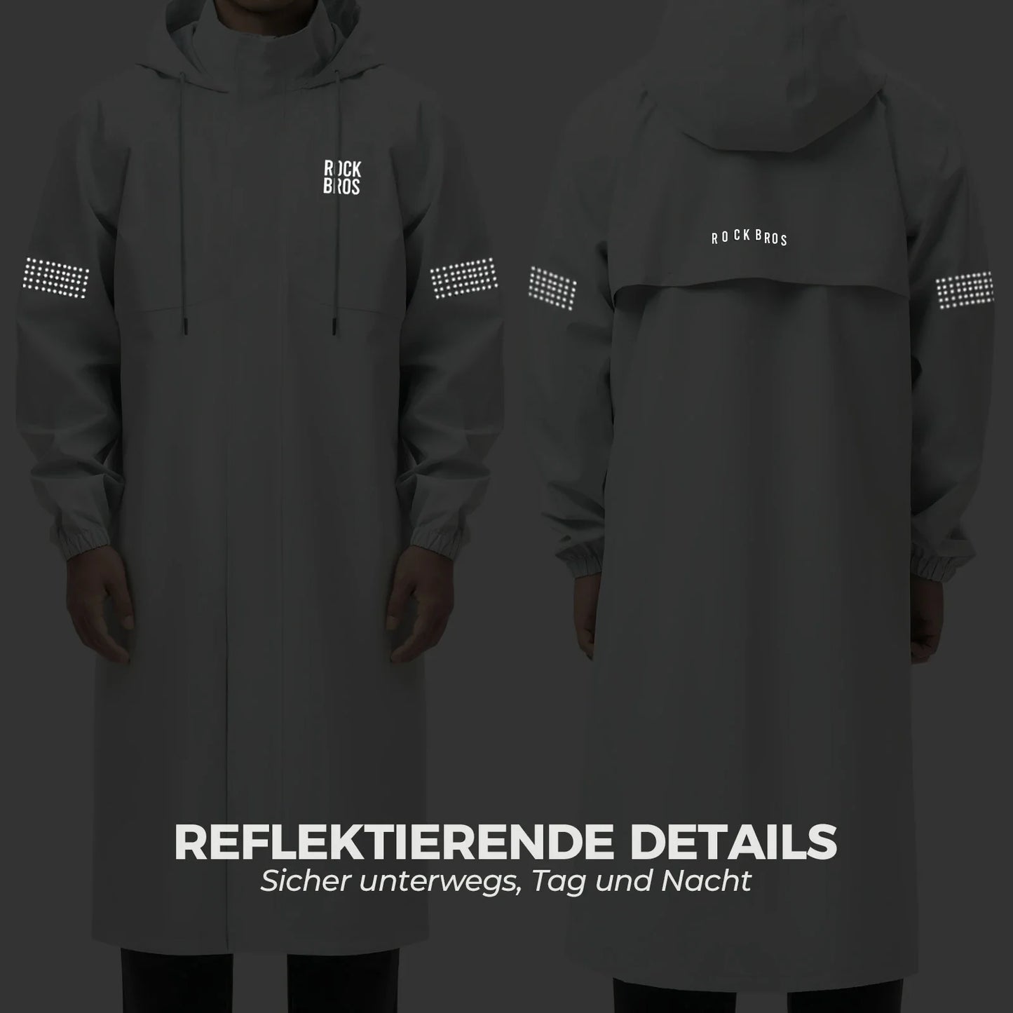 rockbros hooded long rain poncho