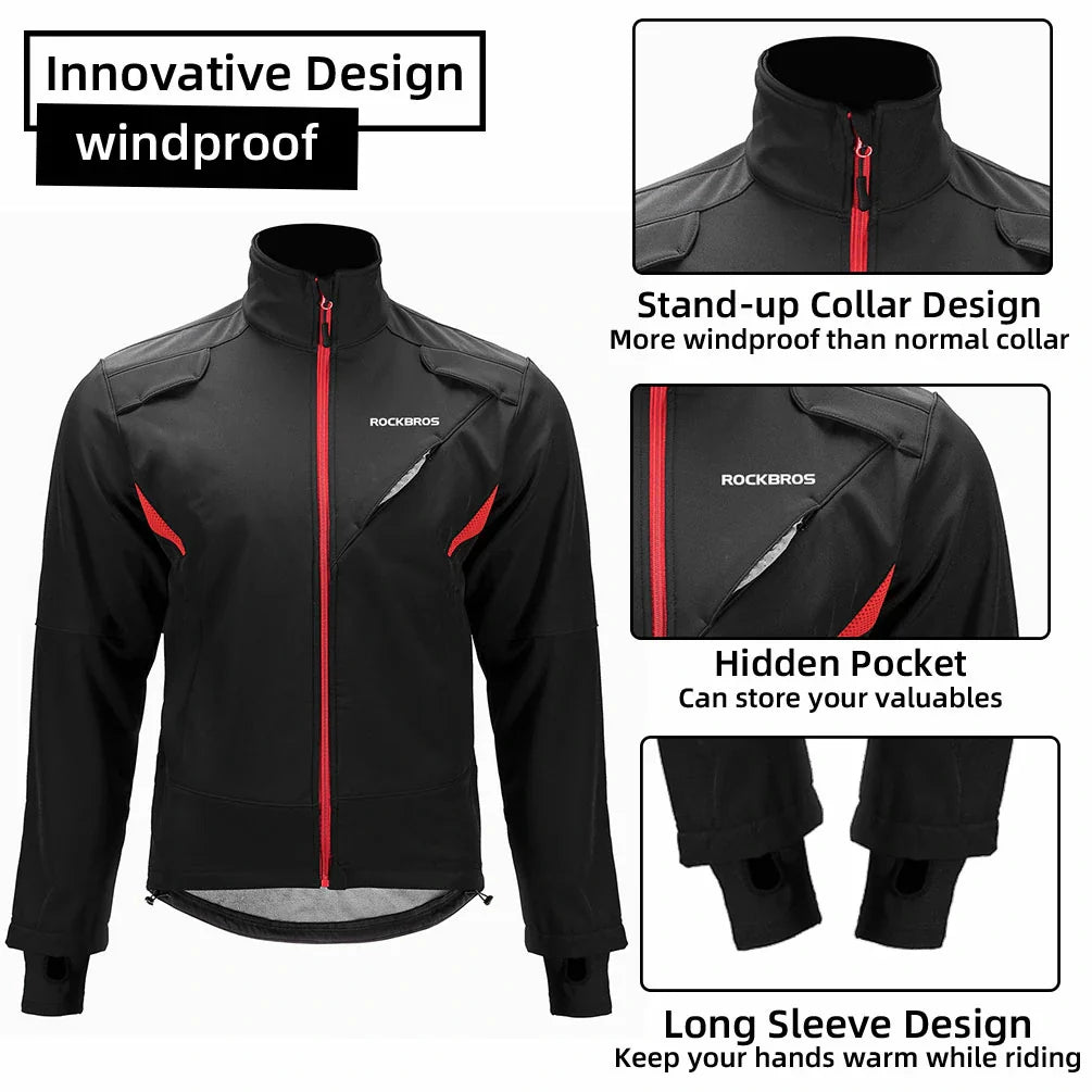 Heren winter fietsjack met thermische fleece