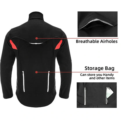ROCKBROS Men's Winter Fleece Cycling Jacket Reflectiv