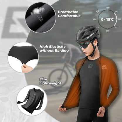 ROCKBROS heren fietsonderhemd fleece lange mouw