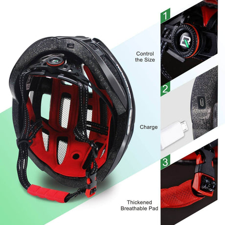 Fietshelm ZN1001 met voor-, achter- en zijverlichting – productdetail 4