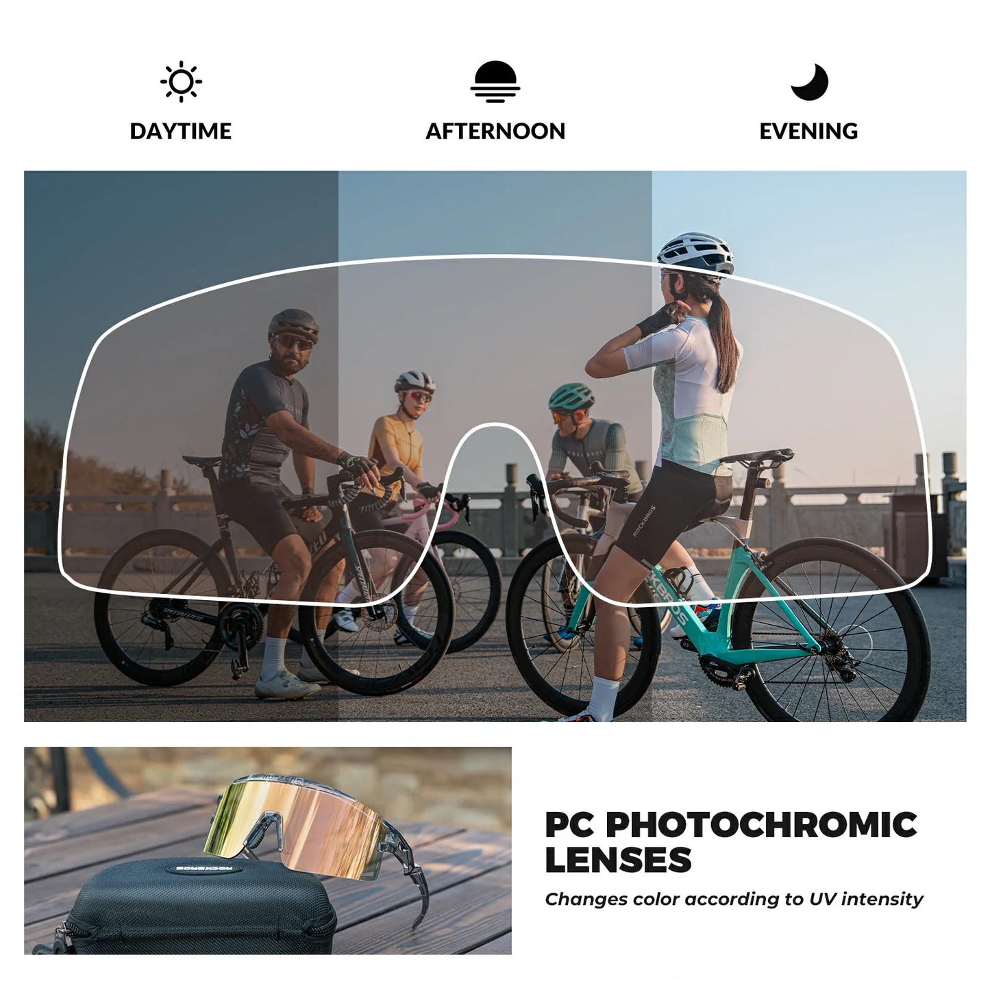 ROCKBROS fotochromische fietsbril uv400 met anti-condens coating#Grijs (fotochromisch)
