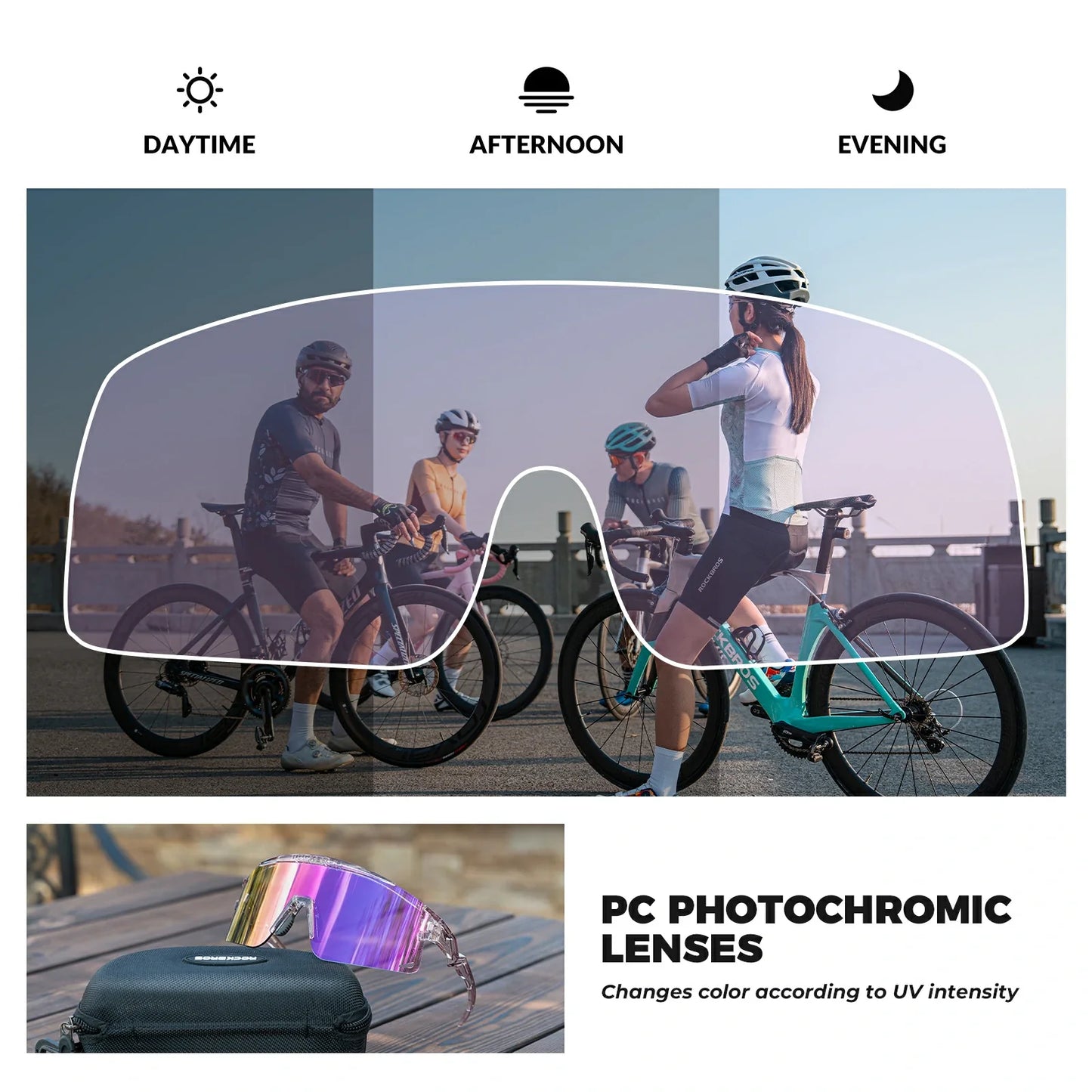 ROCKBROS fotochromische fietsbril uv400 met anti-condens coating#Paars (fotochromisch)