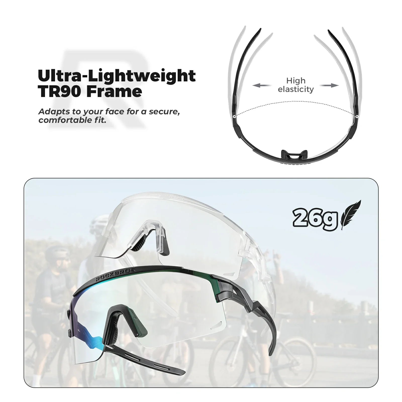 ROCKBROS fotochromische fietsbril uv400 met anti-condens coating