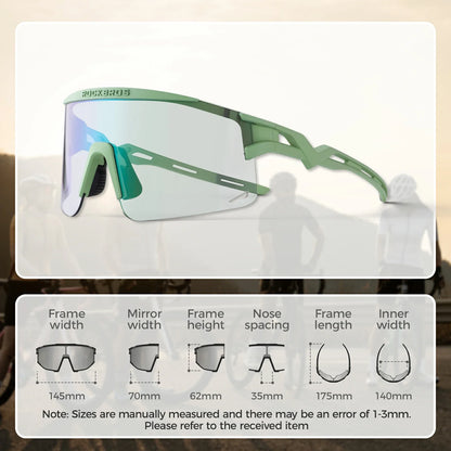 ROCKBROS fotochromische fietsbril uv400 met anti-condens coating#Groen (fotochromisch)