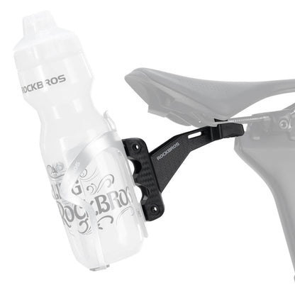 ROCKBROS rear saddle bottle cage mount, designed for triathlon and long-distance rides, allowing secure and accessible bottle placement behind the seat.