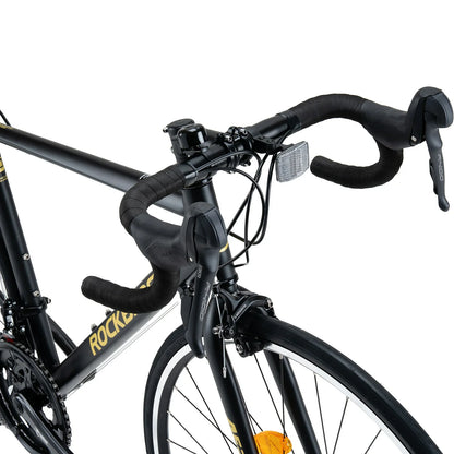 Rockbros 700C drop bar road bike in black with 2x8 speed drivetrain#color_black