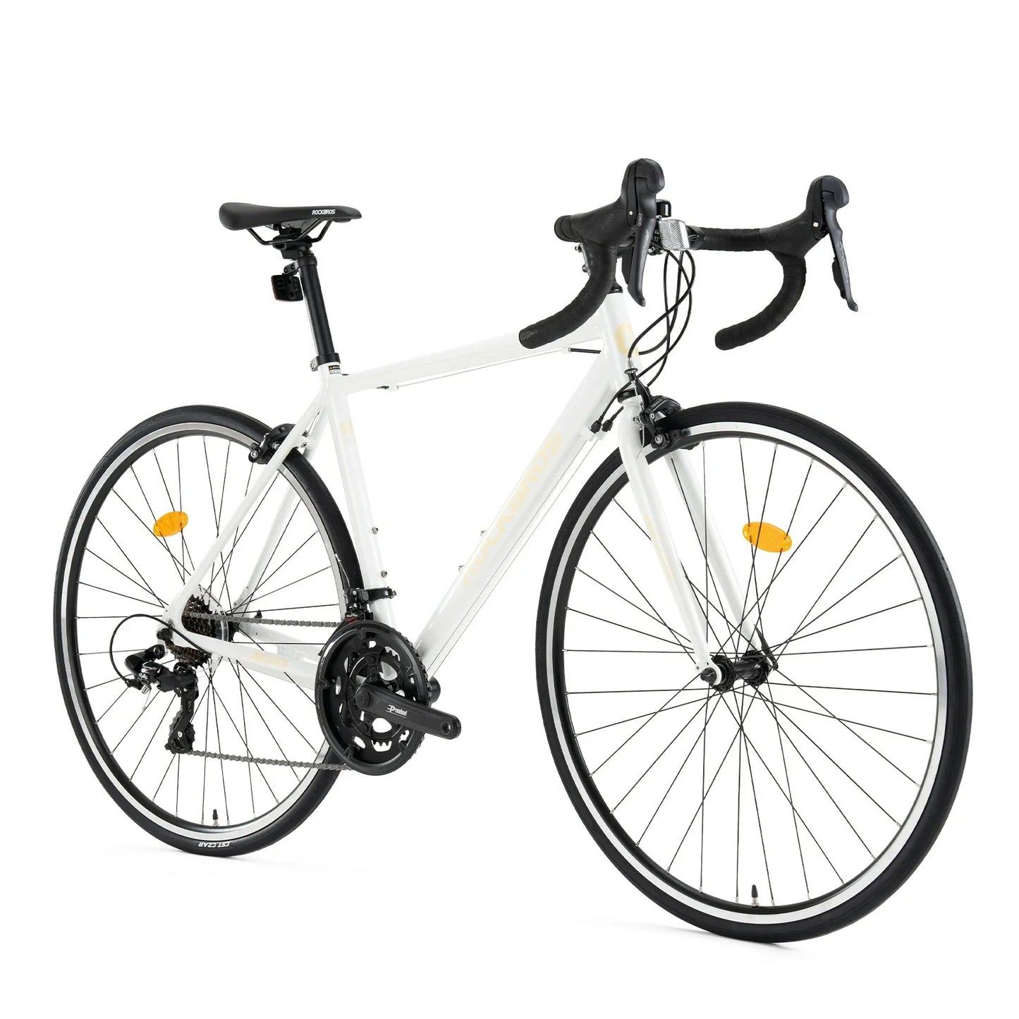 Rockbros 700C drop bar road bike in black with 2x8 speed drivetrain#color_white