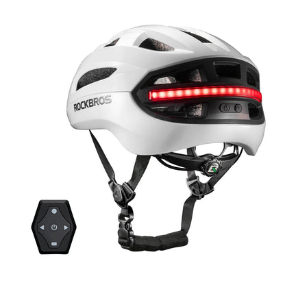 Smart Bike Helmet with Remote-Controlled Rear Light#Color_White