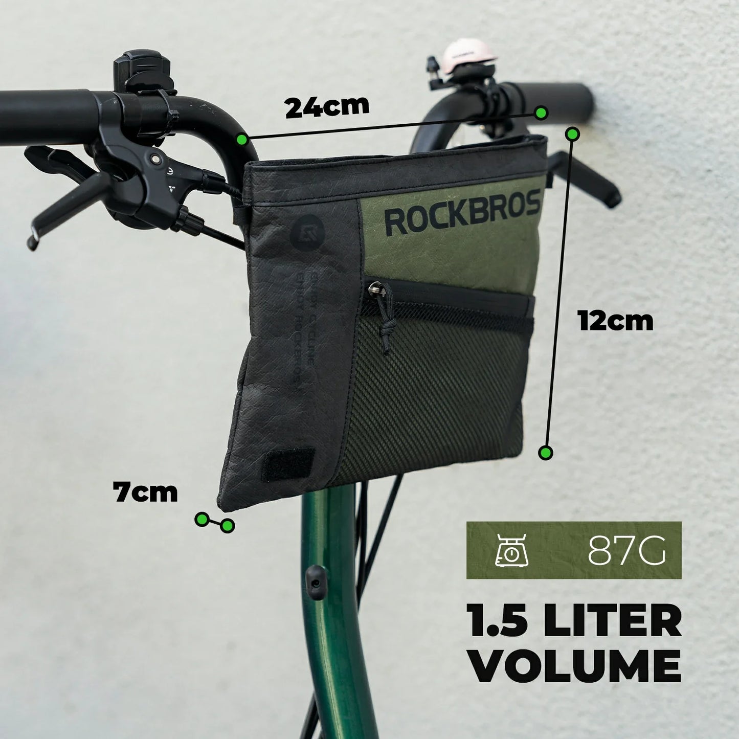 rockbros db002 tyvek® handlebar bag in matte black