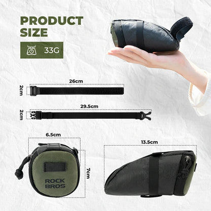 rockbros 0.2 l tyvek® saddle bag in matte black