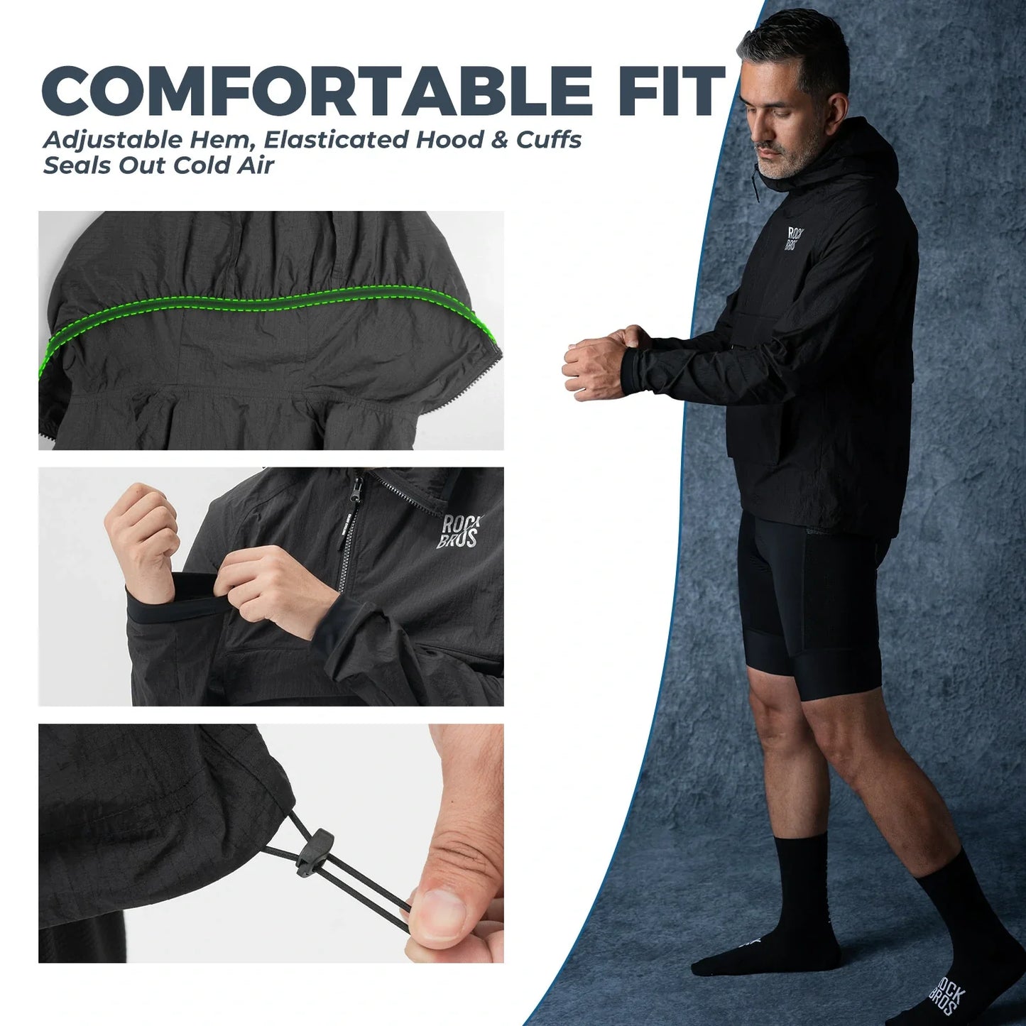 Windproof Cycling Jacket with Magnetic Pocket Water