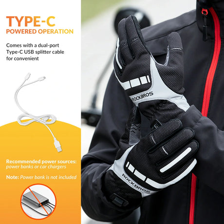 USB-verwarmde winter fietshandschoenen met gel-demping