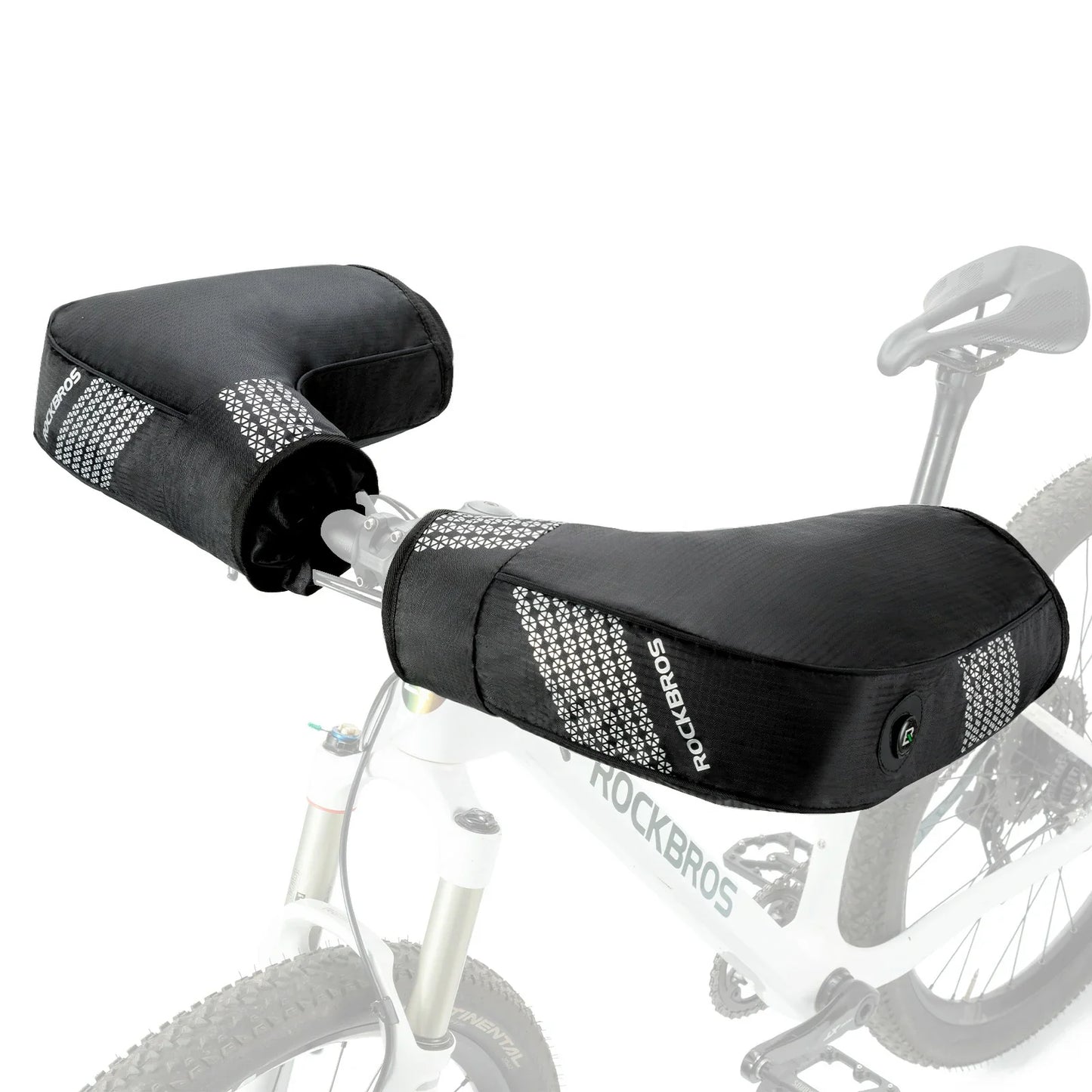 rockbros black winter handlebar mittens in windproof oxford cloth