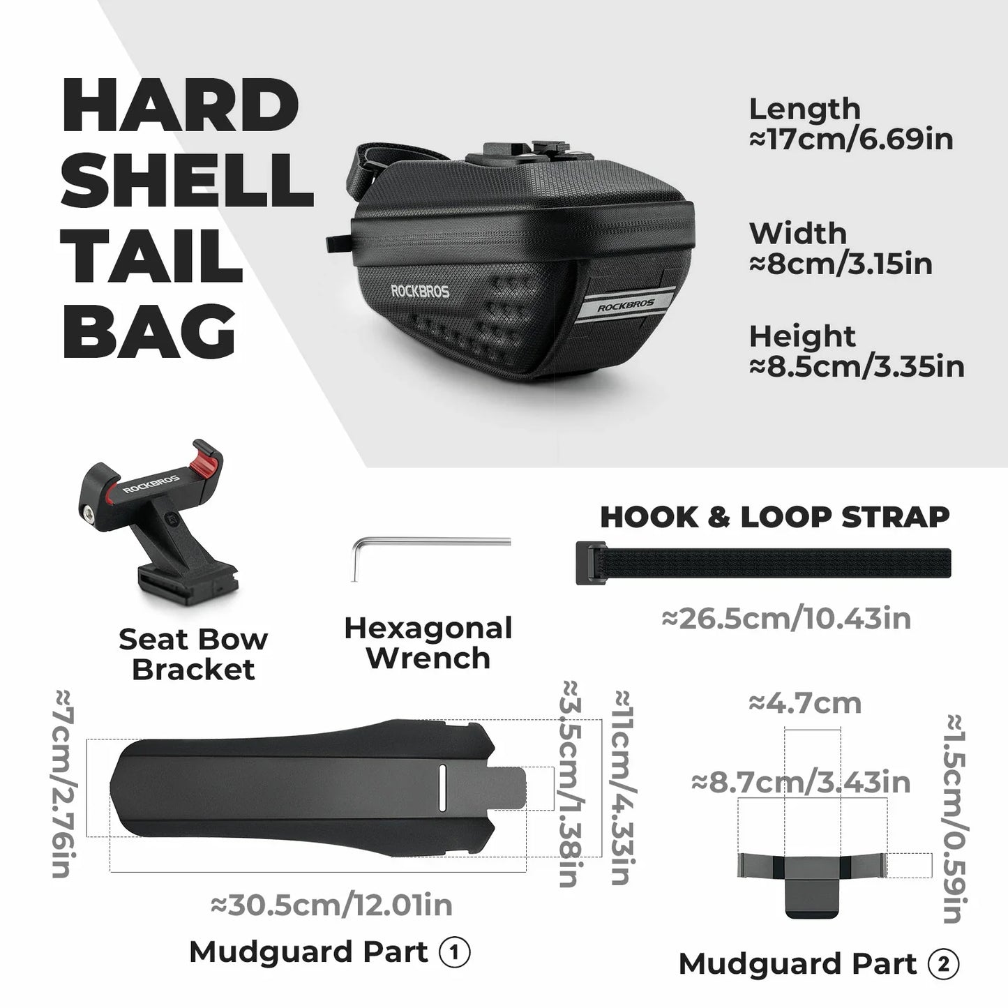 Cycling saddle bag 0.8L with mudguard for MTB and road bikes#Capacity_0.8L