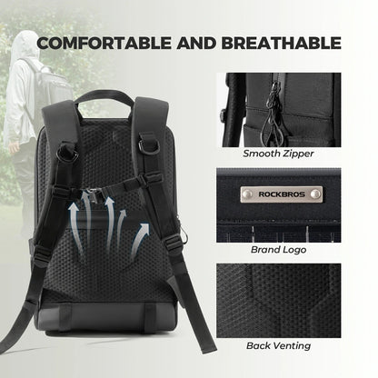 ROCKBROS solar backpack 20L with detachable 14W solar panel