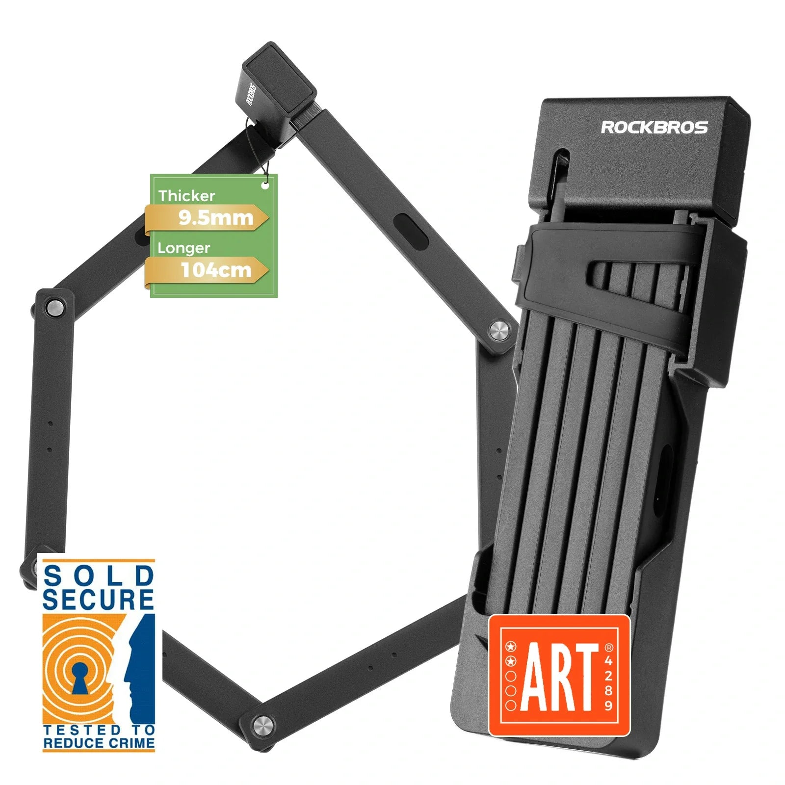 ROCKBROS sold secure gold vouwfietsslot hoge beveiliging 360° ontwerp