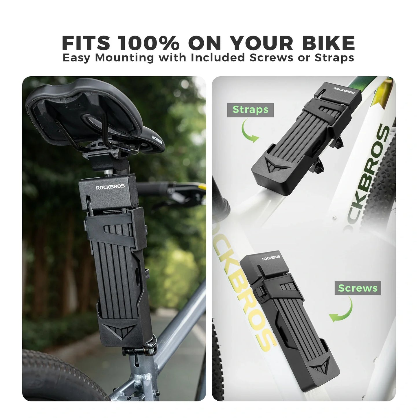 ROCKBROS sold secure gold vouwfietsslot hoge beveiliging 360° ontwerp