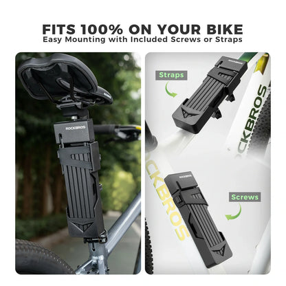 ROCKBROS sold secure gold vouwfietsslot hoge beveiliging 360° ontwerp