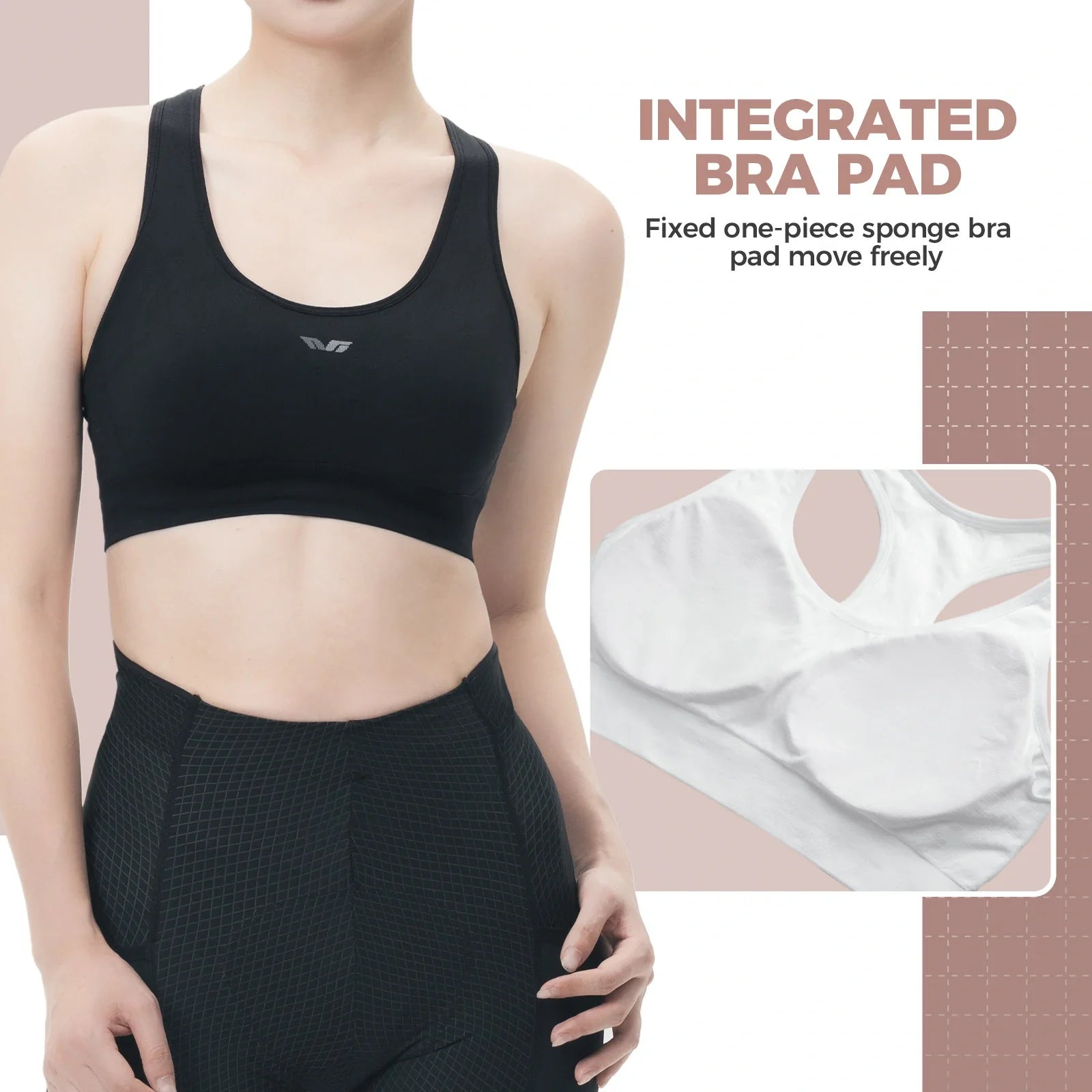 ROCKBROS sports bra for dames high impact seamless padding#wit