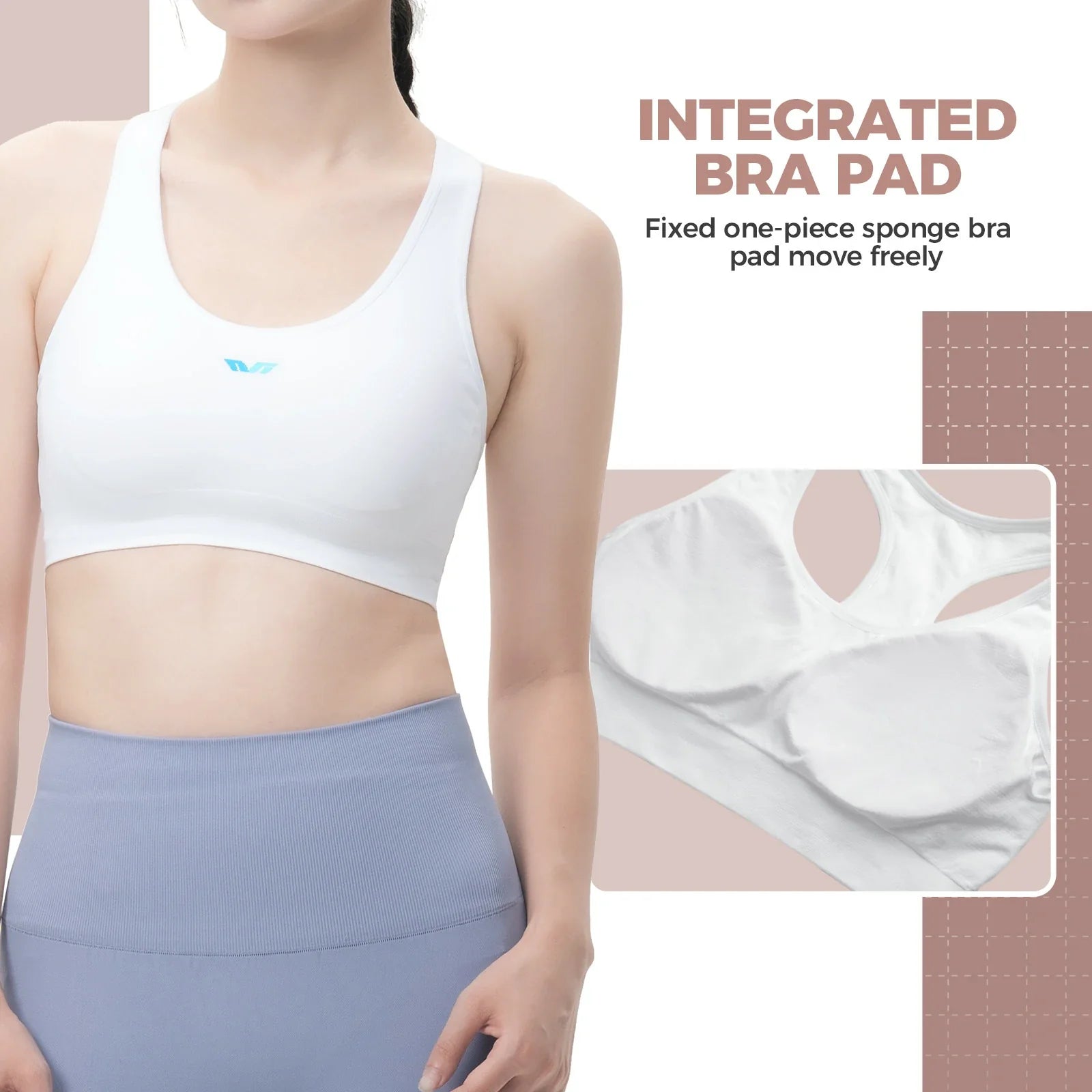 ROCKBROS sports bra for dames high impact seamless padding#wit