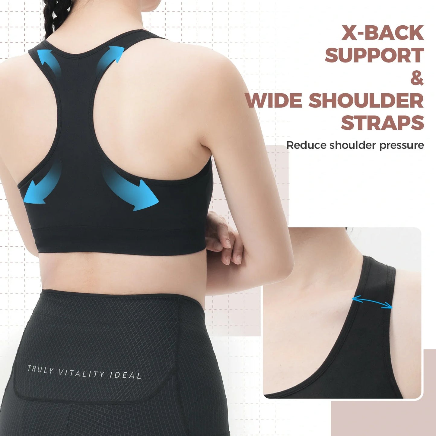 ROCKBROS sports bra for dames high impact seamless padding#zwart