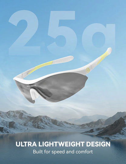 Sports Cycling Sunglasses with 3 Interchangeable#Color_White
