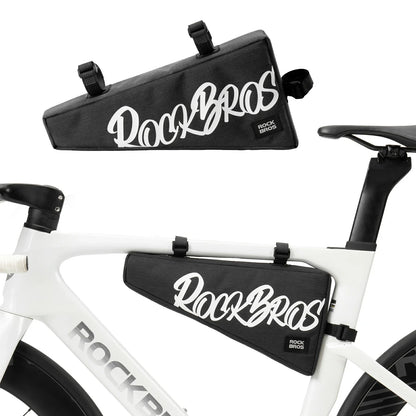 Black 1.9L triangle bicycle frame bag with durable top tube storage for road, MTB and gravel bikes#Color_Black