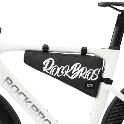 Black 1.9L triangle bicycle frame bag with durable top tube storage for road, MTB and gravel bikes#Color_Black