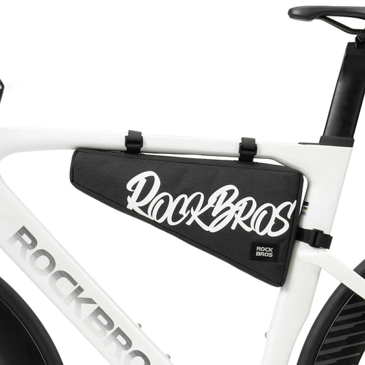 Black 1.9L triangle bicycle frame bag with durable top tube storage for road, MTB and gravel bikes#Color_Black