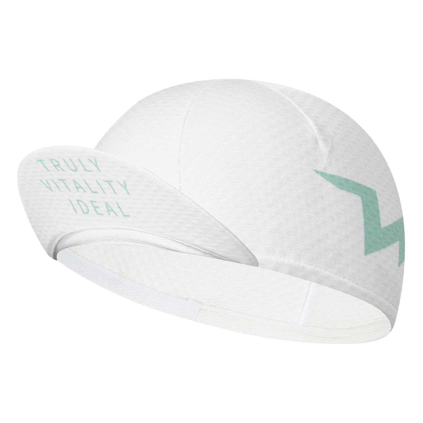 TVI lightweight cycling cap designed to be worn under a helmet, offering sun protection, sweat absorption, and all-day comfort. #Style_White Green