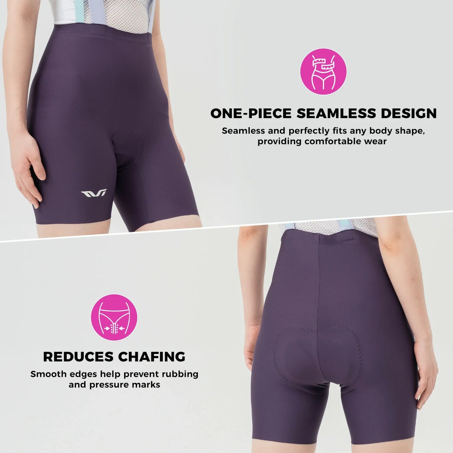 TVI Women's Cycling Bib Shorts - Ultimate Comfort & Style#Color_Purple