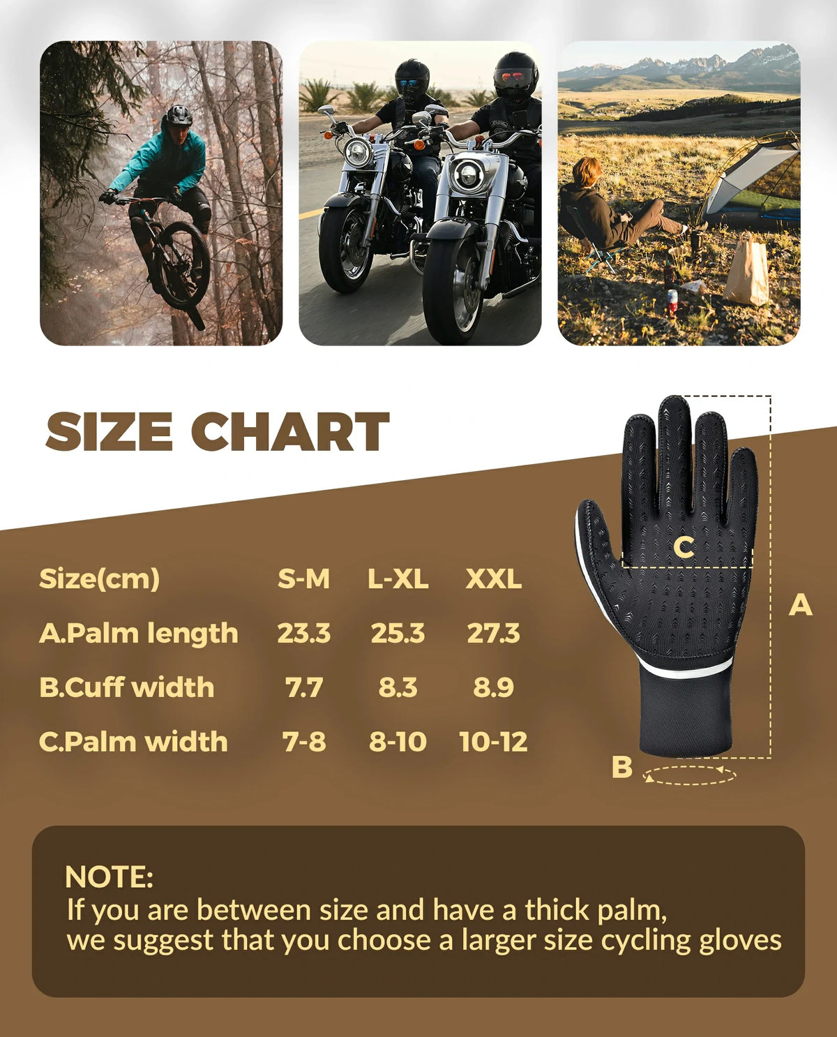 Unisex winter fietshandschoenen met touchscreen en grip