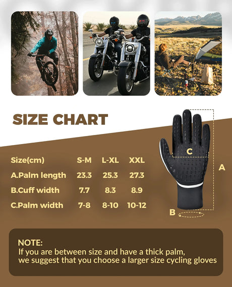 Unisex winter fietshandschoenen met touchscreen en grip