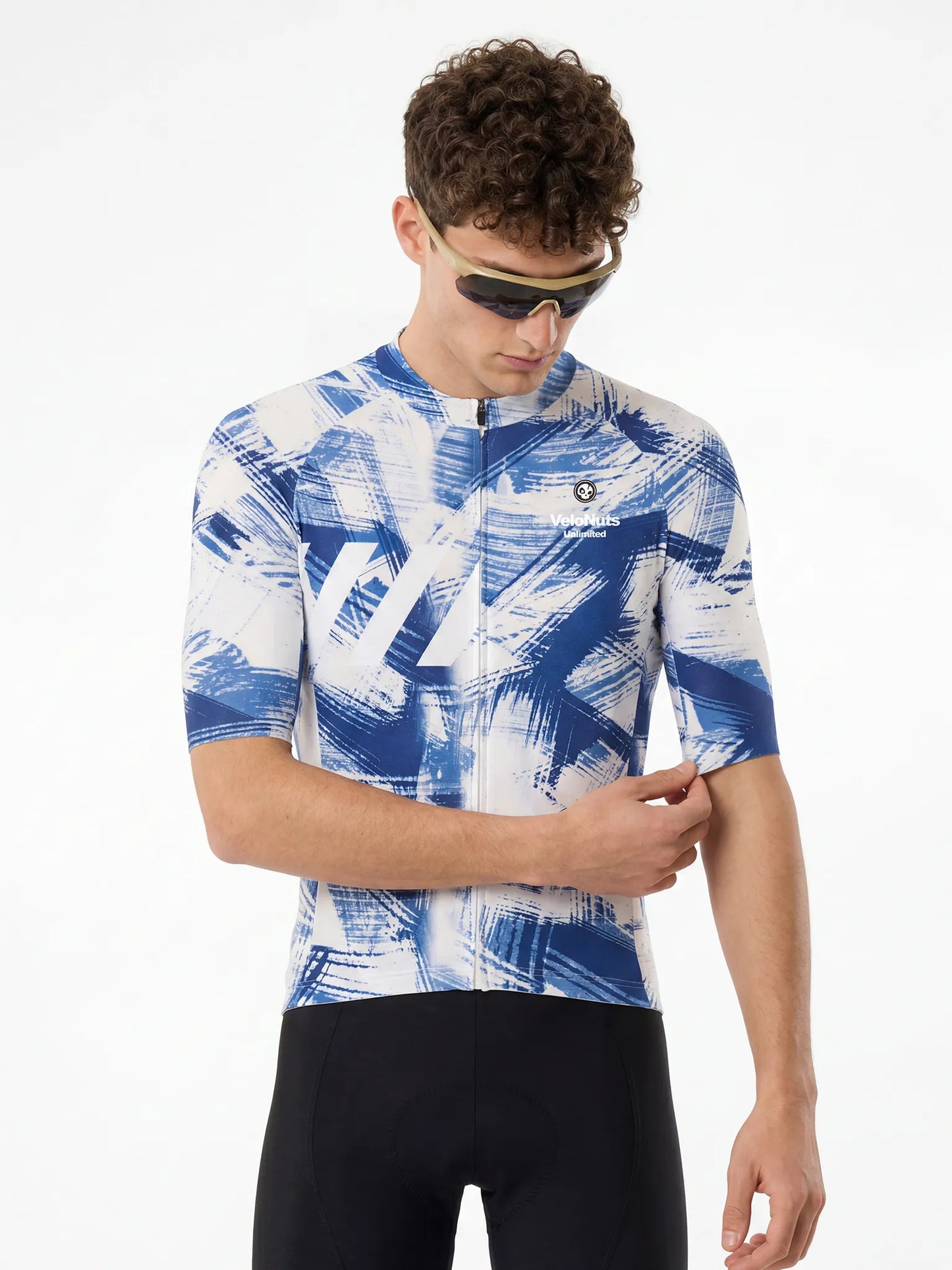 ROCKBROS heren fietsshirt Ink Burst ademend wielershirt Cobalt Strokes