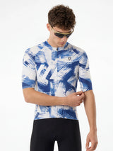 ROCKBROS heren fietsshirt Ink Burst ademend wielershirt Cobalt Strokes