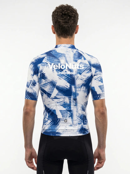 ROCKBROS heren fietsshirt Ink Burst ademend wielershirt Cobalt Strokes
