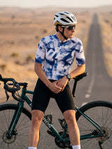 ROCKBROS heren fietsshirt Ink Burst ademend wielershirt Cobalt Strokes