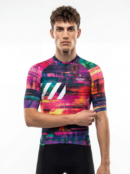 ROCKBROS heren fietsshirt Retro Signal ademend wielershirt Neon Glitch