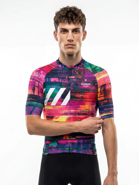 ROCKBROS heren fietsshirt Retro Signal ademend wielershirt Neon Glitch