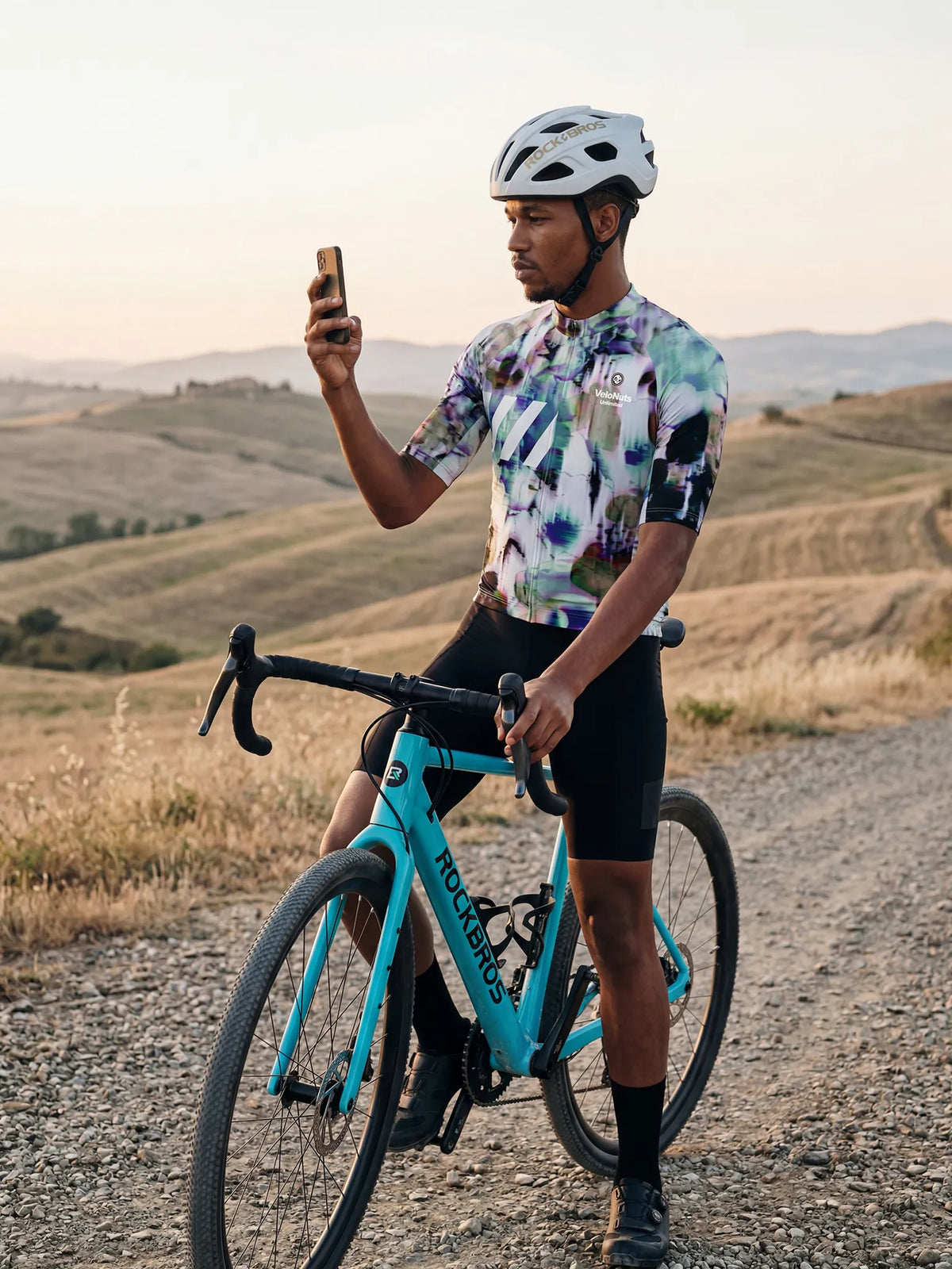 ROCKBROS heren fietsshirt Biolume Garden ademend wielershirt Glitch Bloom