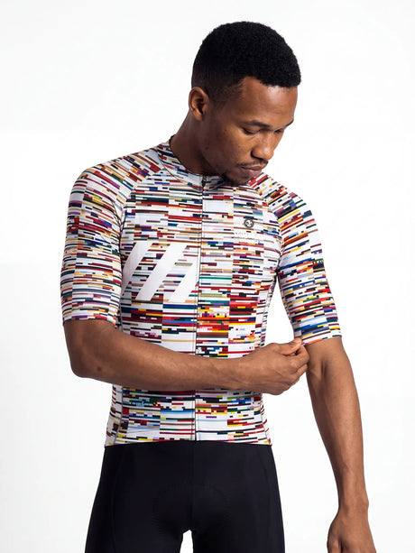 ROCKBROS heren fietsshirt Pixel Riot ademend wielershirt Glitch Scan