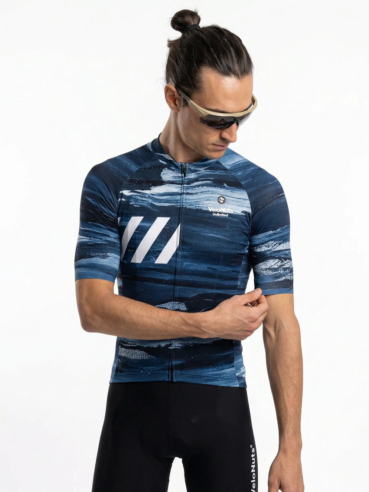 ROCKBROS heren fietsshirt Ink Burst ademend wielershirt Indigo Drift