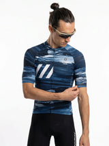 ROCKBROS heren fietsshirt Ink Burst ademend wielershirt Indigo Drift