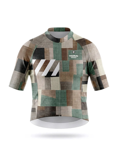 ROCKBROS heren fietsshirt Terrain Blocks ademend wielershirt Linen Patchwork