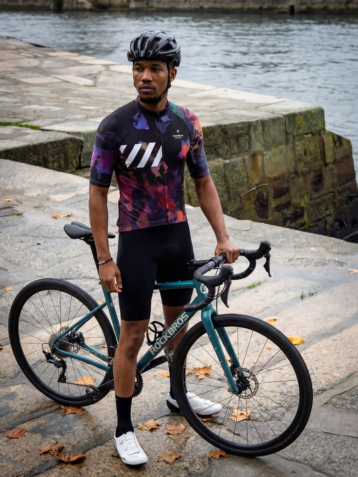ROCKBROS heren fietsshirt Wild Garden ademend wielershirt Midnight Petals